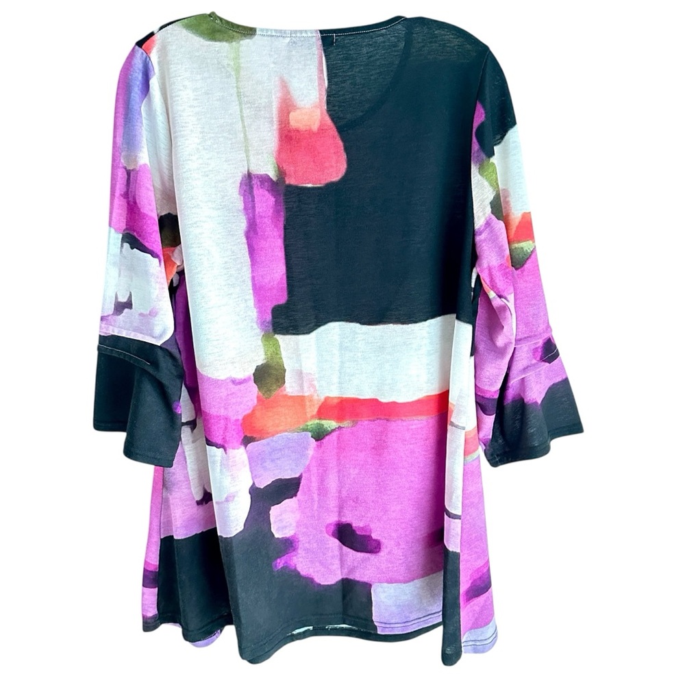 Damee Fluid Print 3/4 Sleeve Tunic Top Size Large - Picture 5 of 7